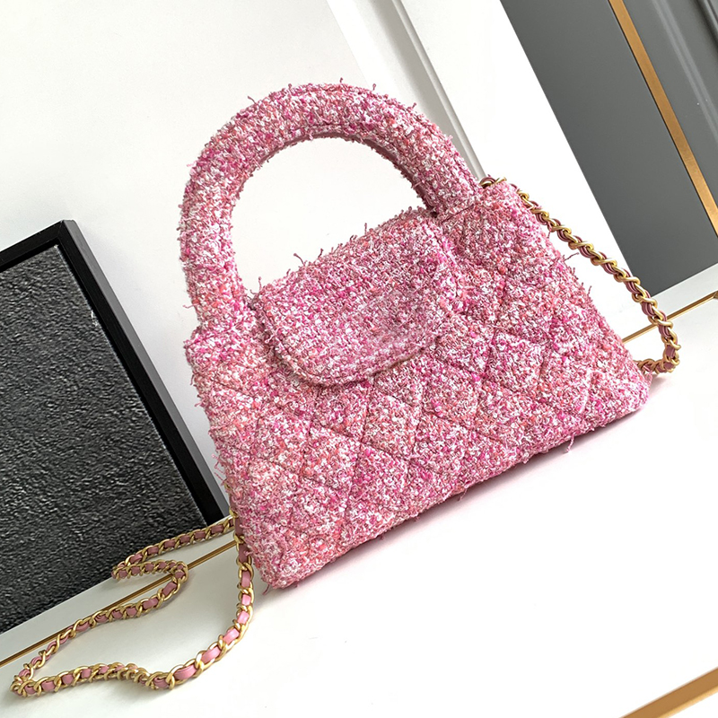 Designer Tweed Handbag - Women's 19cm Lambskin Shoulder Crossbody Bag with Chain bag With Box C27B