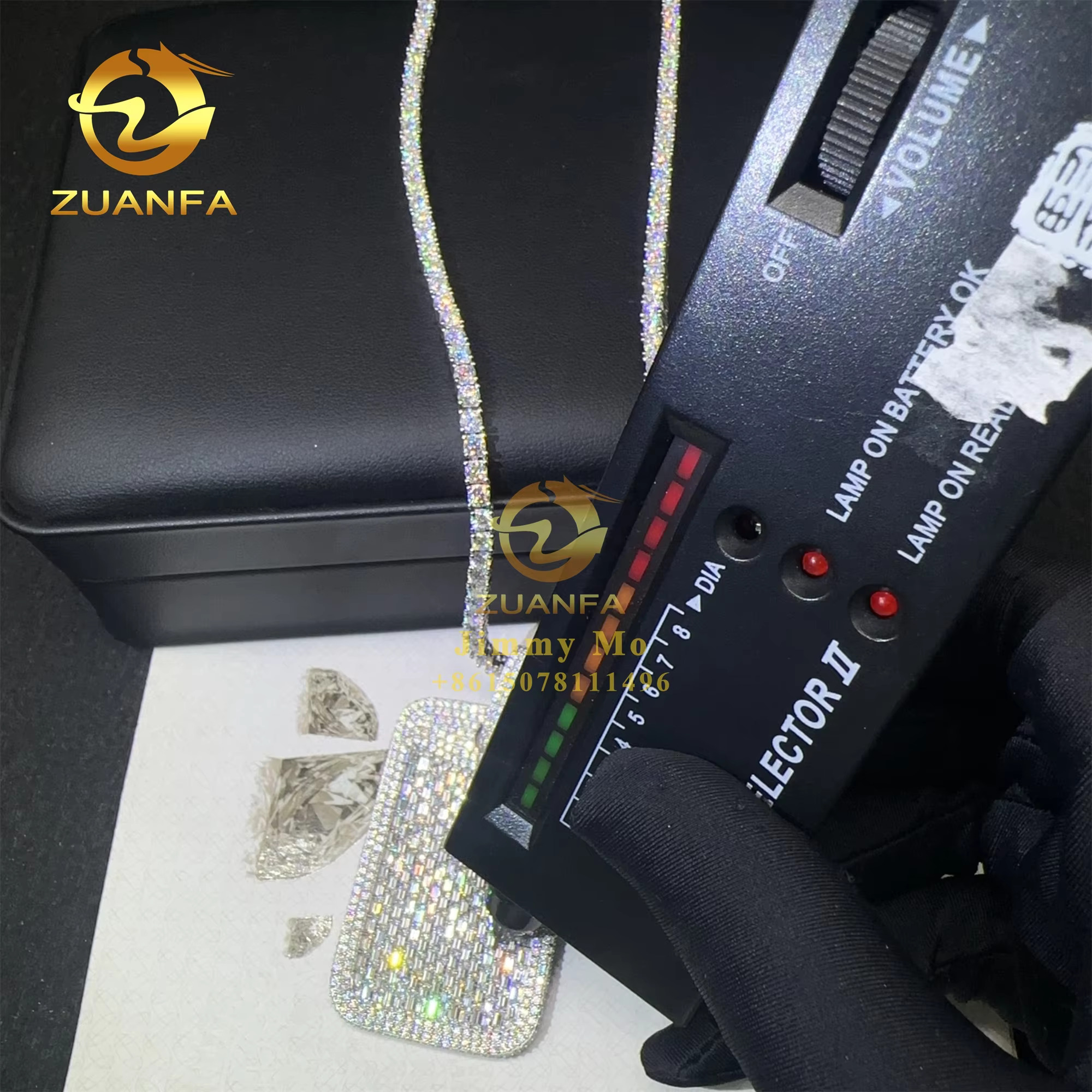 Custom Made Rapper Luxury Jewelry 925 Silver Iced Out Fully VVS1 Baguette Synthetic Moissanite Diamond Hip Hop Dog Tag Pendant