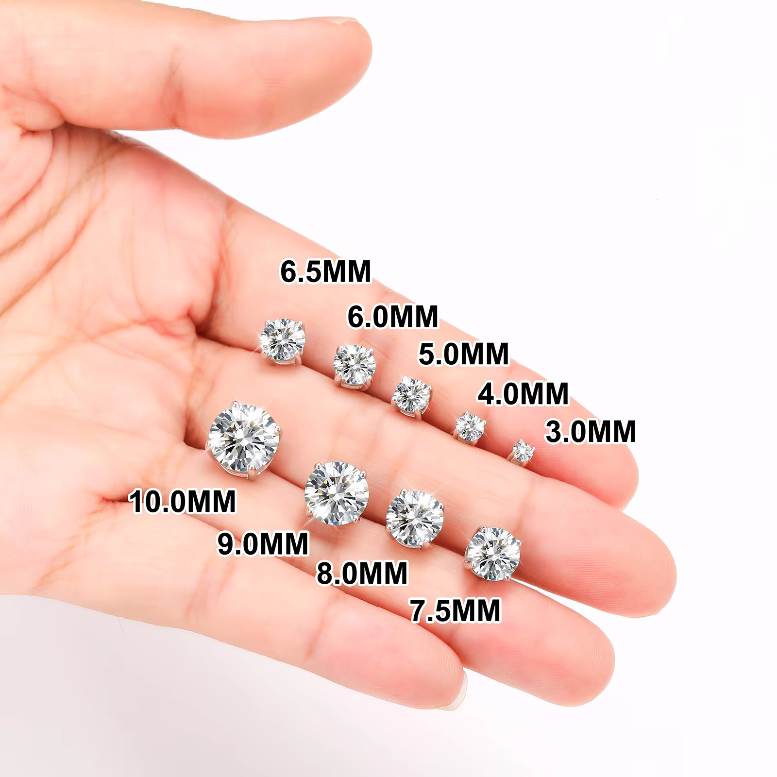3-day Delivered USA Stock 3mm-10mm 18K Gold Plated 925 Sterling Silver VVS Moissanite Diamond Women Mossanite Stud Earrings Men