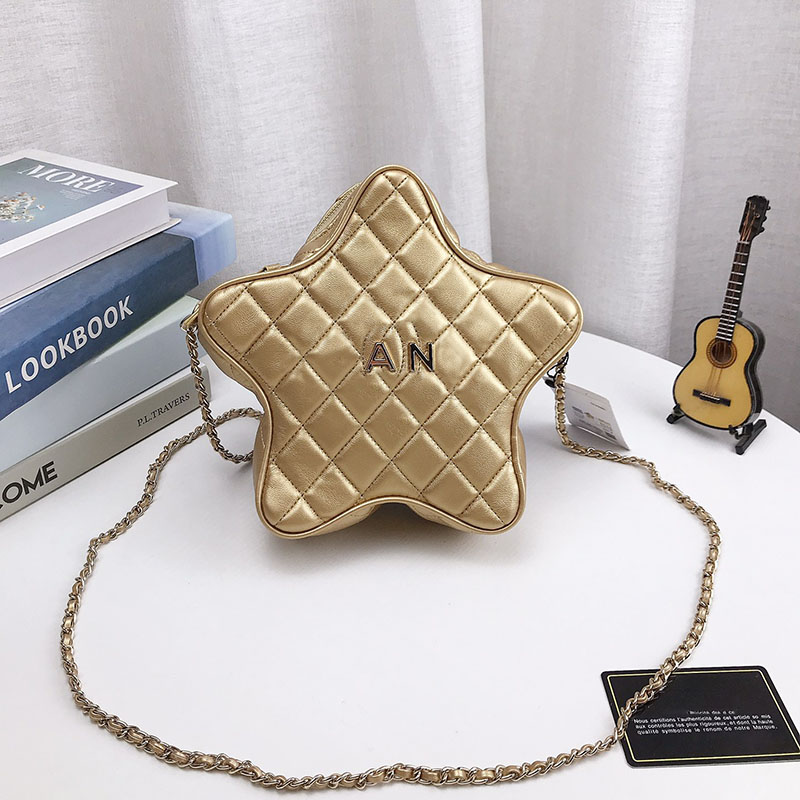 24C Star Bag Luxury Fashion Womens Designer Makeup Bag Diamond Plaid Leather Sewn Alphabet Label Braided Chain Crossbody Bag 22cm Dress Bag Purse Underarm Bag Tote Ke