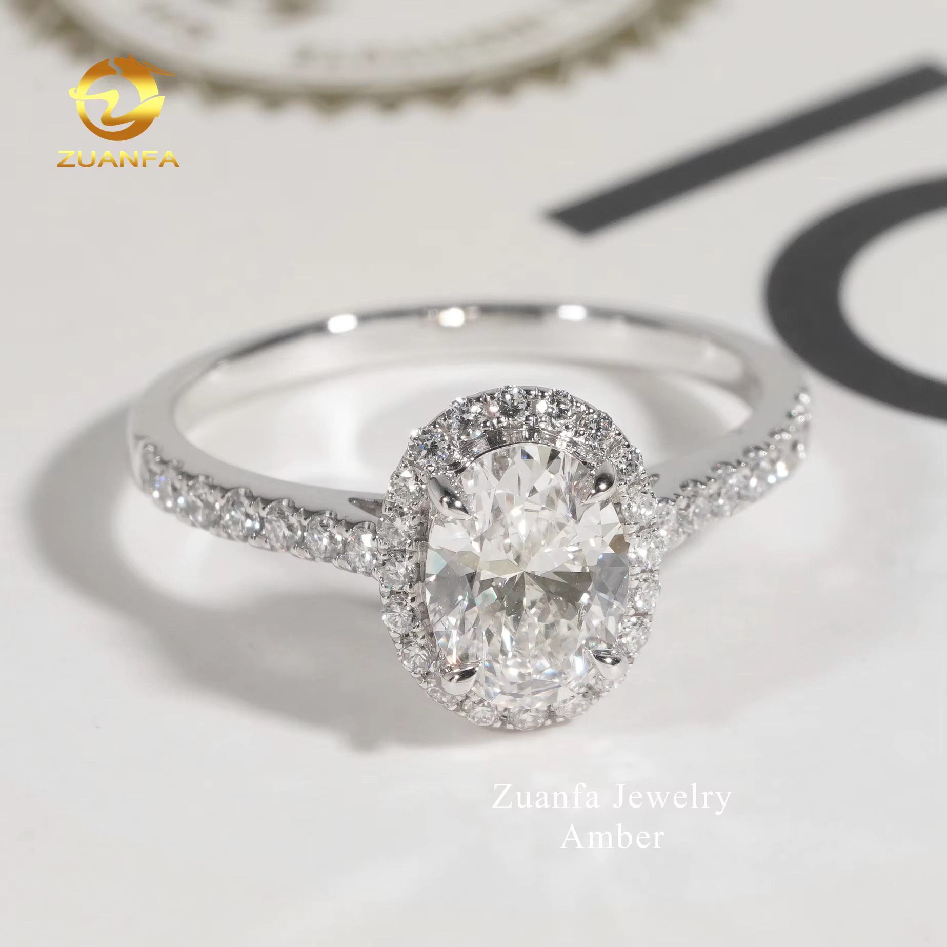 Fast Shipping IGI Certificate E-vvs2 Oval Cut Moissanite Rings 1.13ct Lab Grown Diamond 14K White Gold Engagement Ring