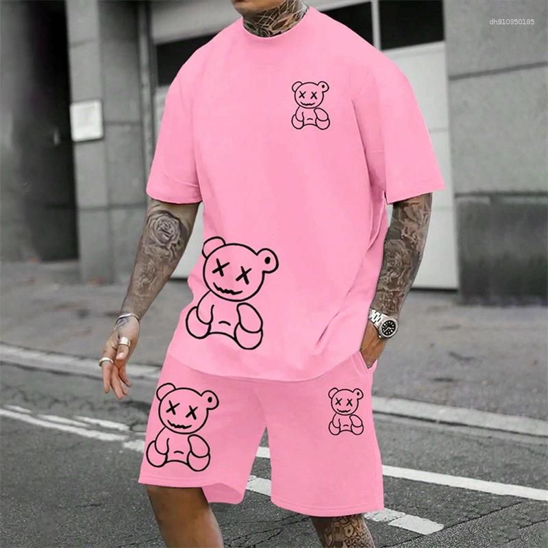 Men's Tracksuits Short Sleeved Shorts Set Fashionable King Printed T-shirt 2 Sets Casual Round Neck Jumper Breathable Sportswe