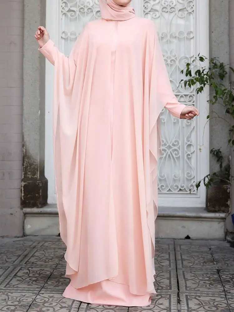 ZANZEA Women Chiffon Abaya Eid barek slim Dresses Robe Isamic Clothing Long Sve Hijab Vestidos Fashion Abayas For WomenXJ250310