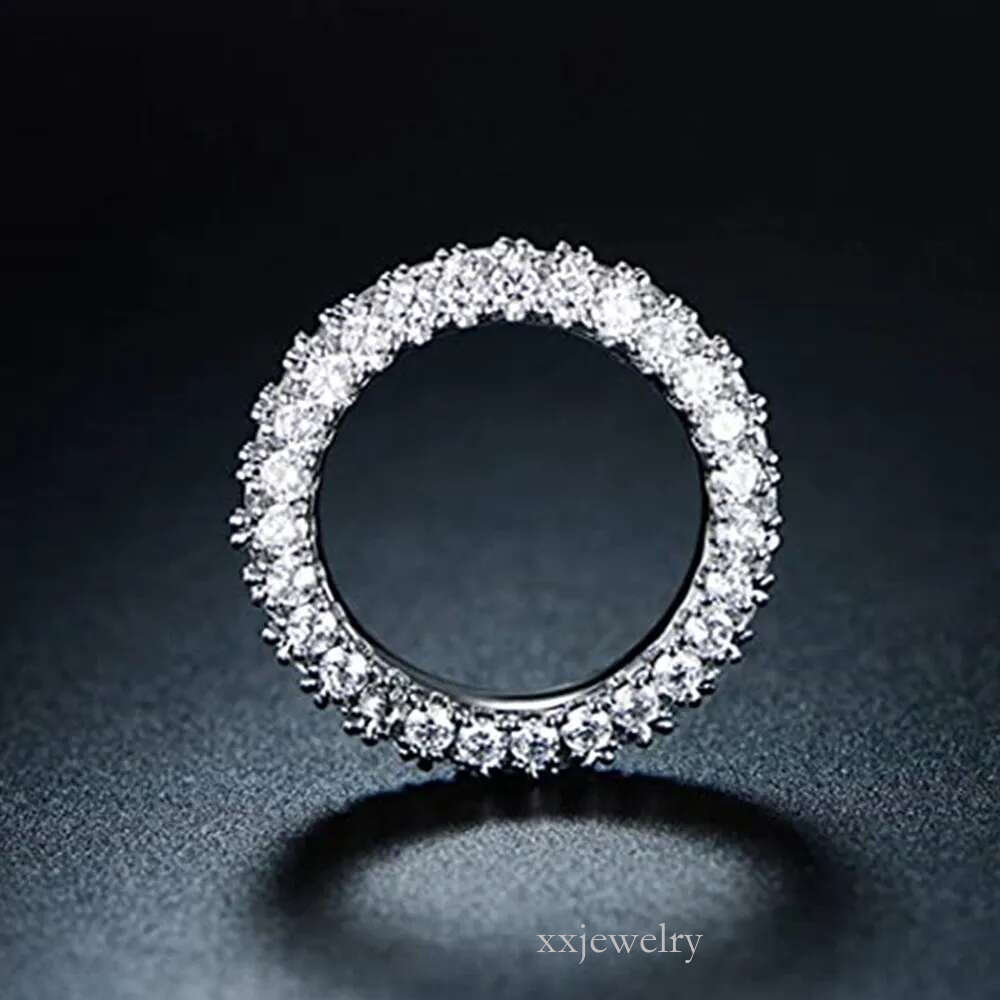Eternity Micro Pave Moissanite Dia Sterg Sier Wedding Band Ring for Women Men Promise Jewelry engagement rings