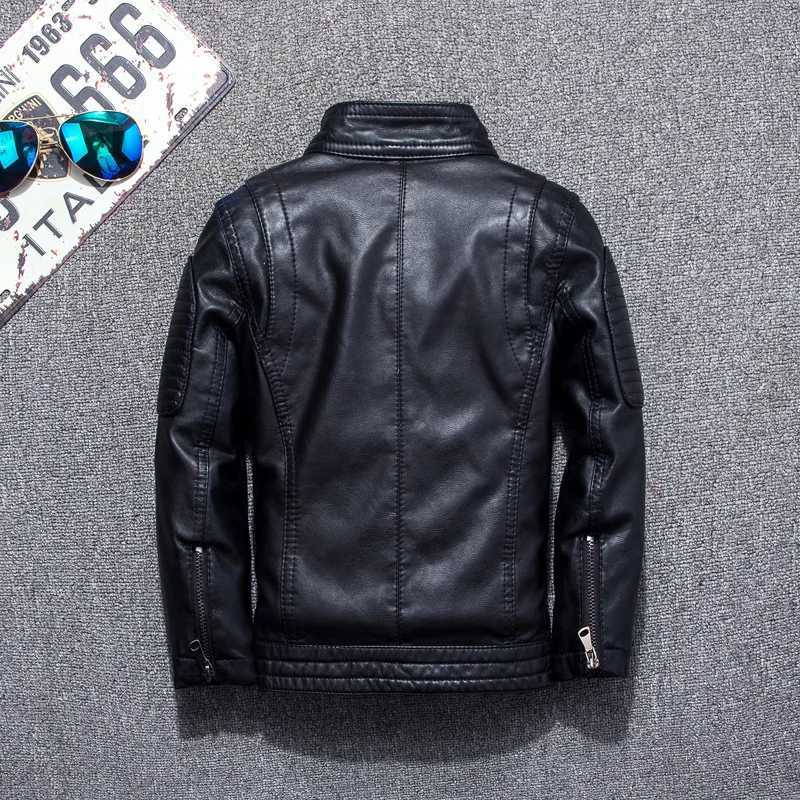 Winter Children GENUINE PU Leather Jacket Zipper BoyS Rivets Fashion Kids Spring Jacket Clothes Solid Outerwear Coats 2-16YT250313