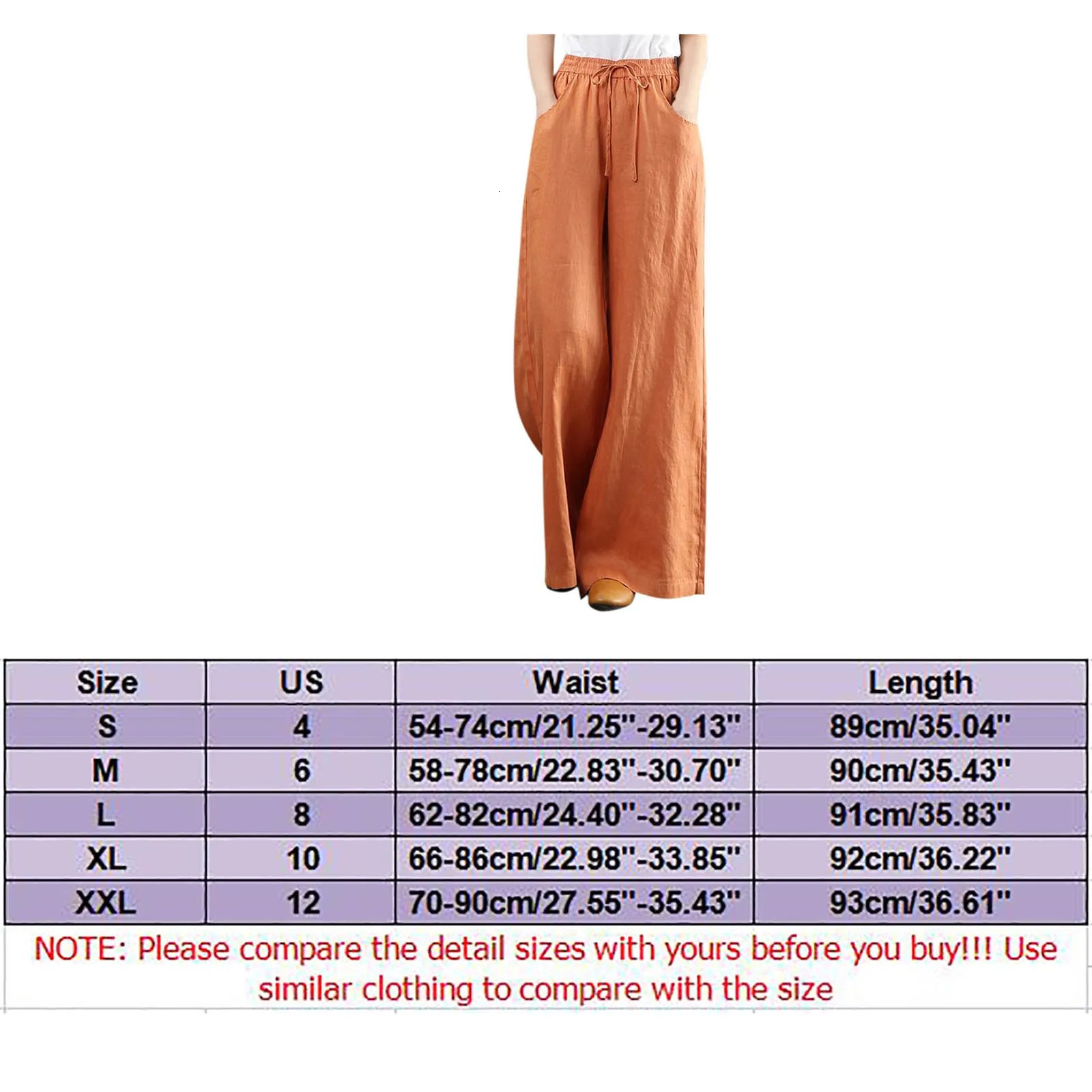 Lady Orange High Waisted Floor Length Trousers Women Drawstring Wide Leg Pants With Pocket Solid Color Loose Fit Female Pants 250305