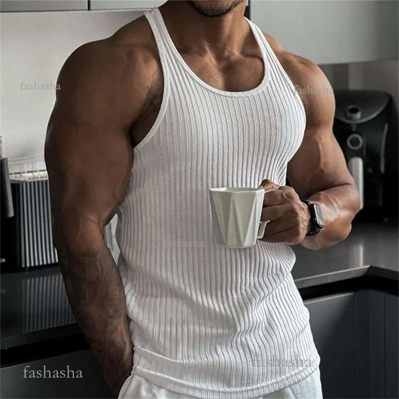 2024 Men Fitness Gym Tank Top Men Fitness Sleeveless Shirt Male Black Breathable Sports Vest Undershirt Gyms Y240819