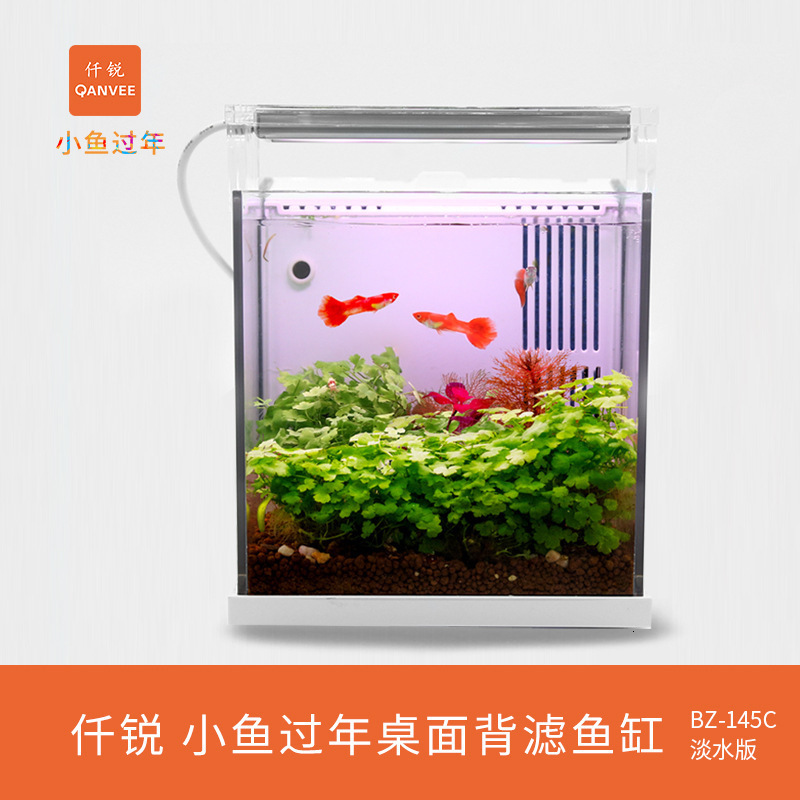 Qianrui New Product BZ-145C Office and Home Desktop Backfilter Freshwater Seawater Version Mini Small Fish Tank 250115