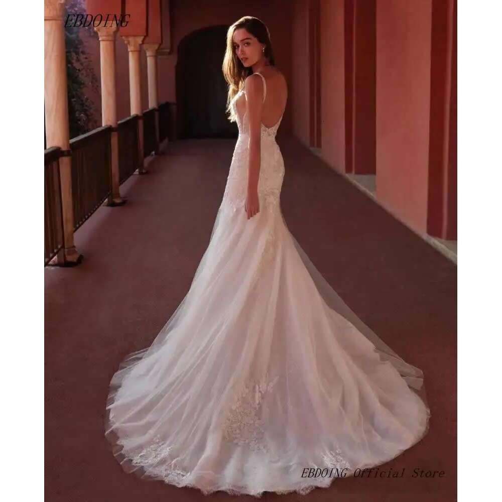 Newest Mermaid Wedding Dress Deep V Neckline Elegant With Long Open Back Custom Bridal Dresses