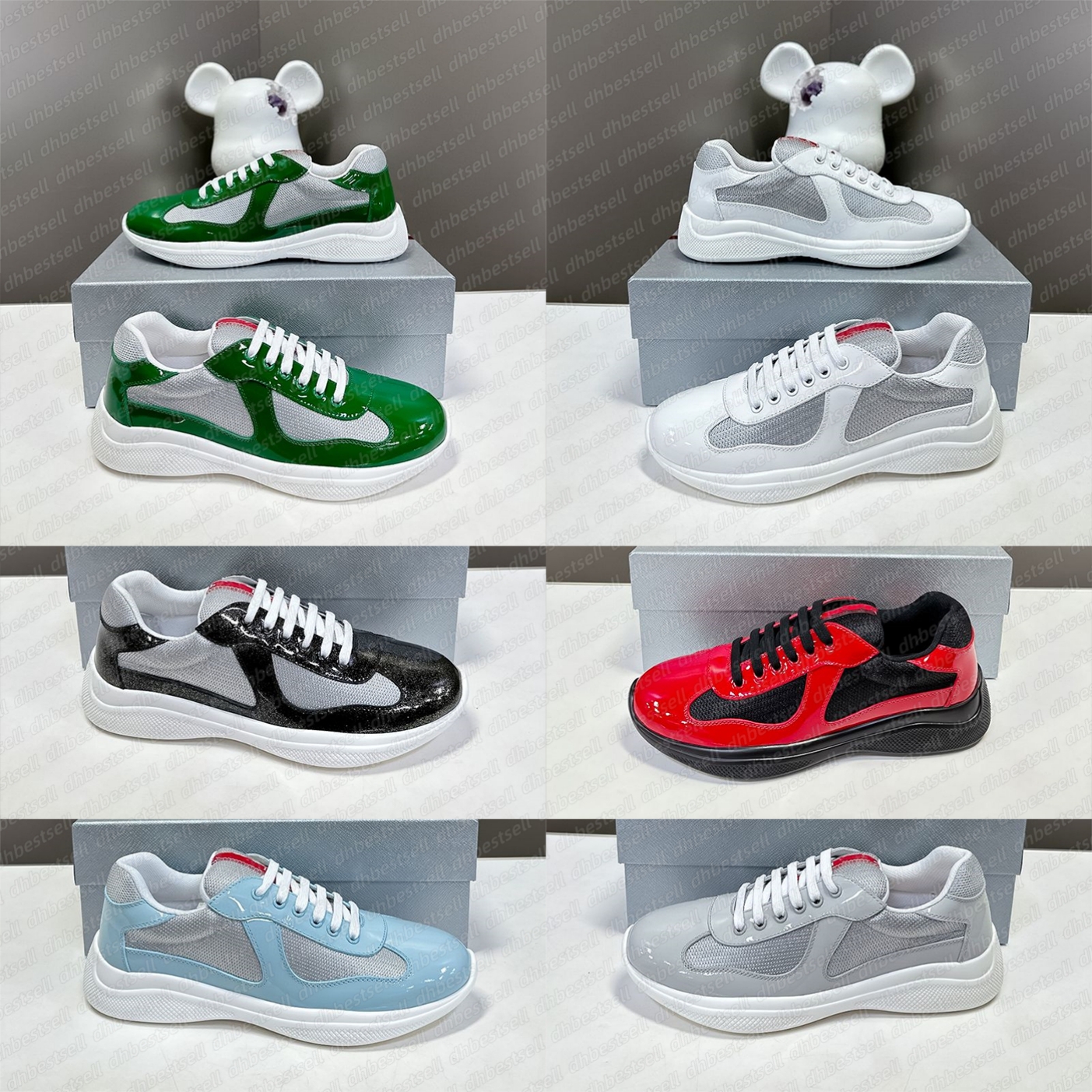 Americas Cup Xl Leather Sneakers Men Women High Quality Patent Leather Flat Trainers Black Mesh Lace-up Casual Shoes Outdoor Runner Sport Shoes Size 35-46