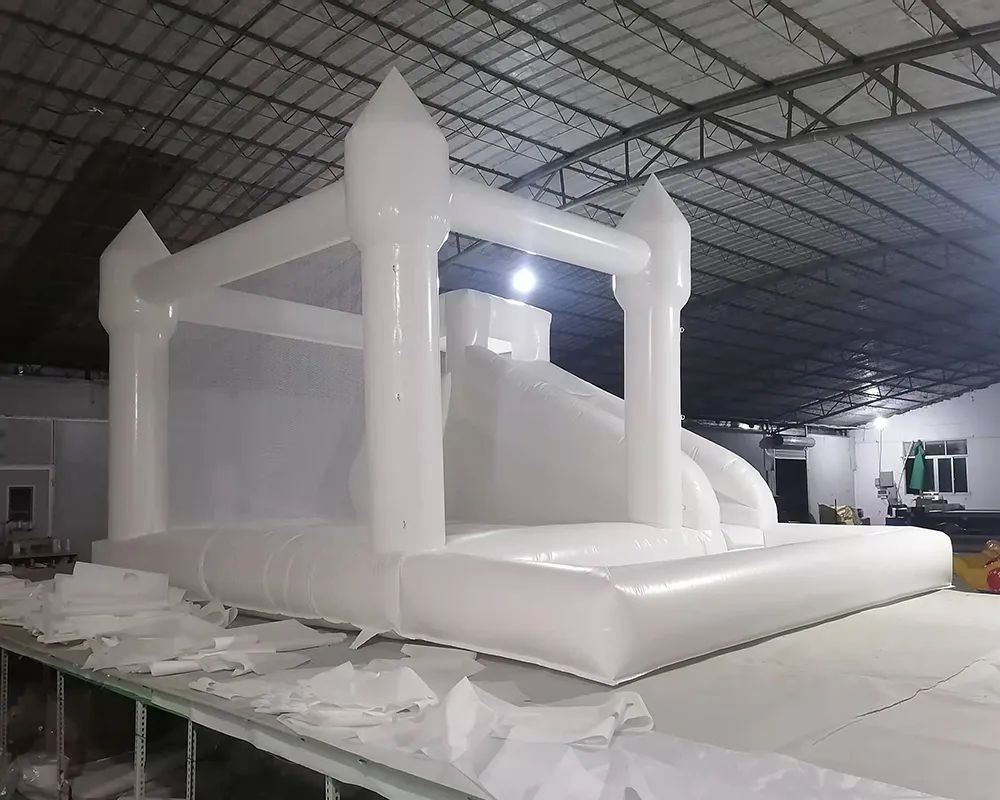 Outdoor Rental Inflatable White Bounce House Bouncer castles Wedding Bouncy jumping Castle jumper With Slide ball pit For Kids with blower free ship