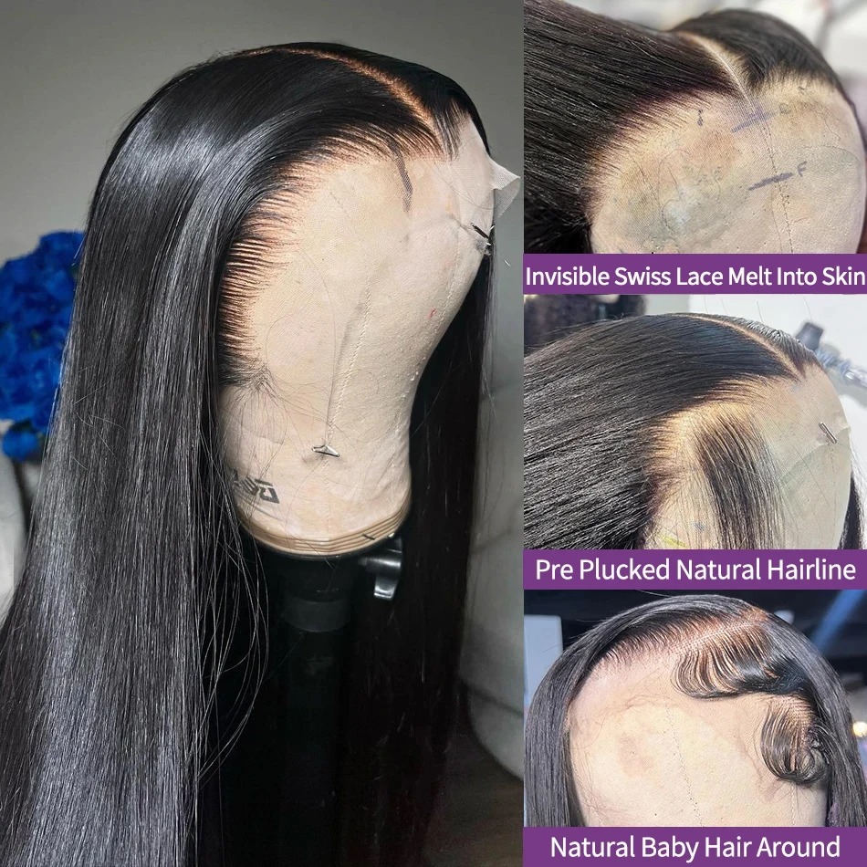 Free shipping 250 Density Peruvian 360 Full Hd Lace Front Silation Human Hair 13X6 Straight Frontal Wigs for Women Pre Plucked Glueless Wig Ready To W