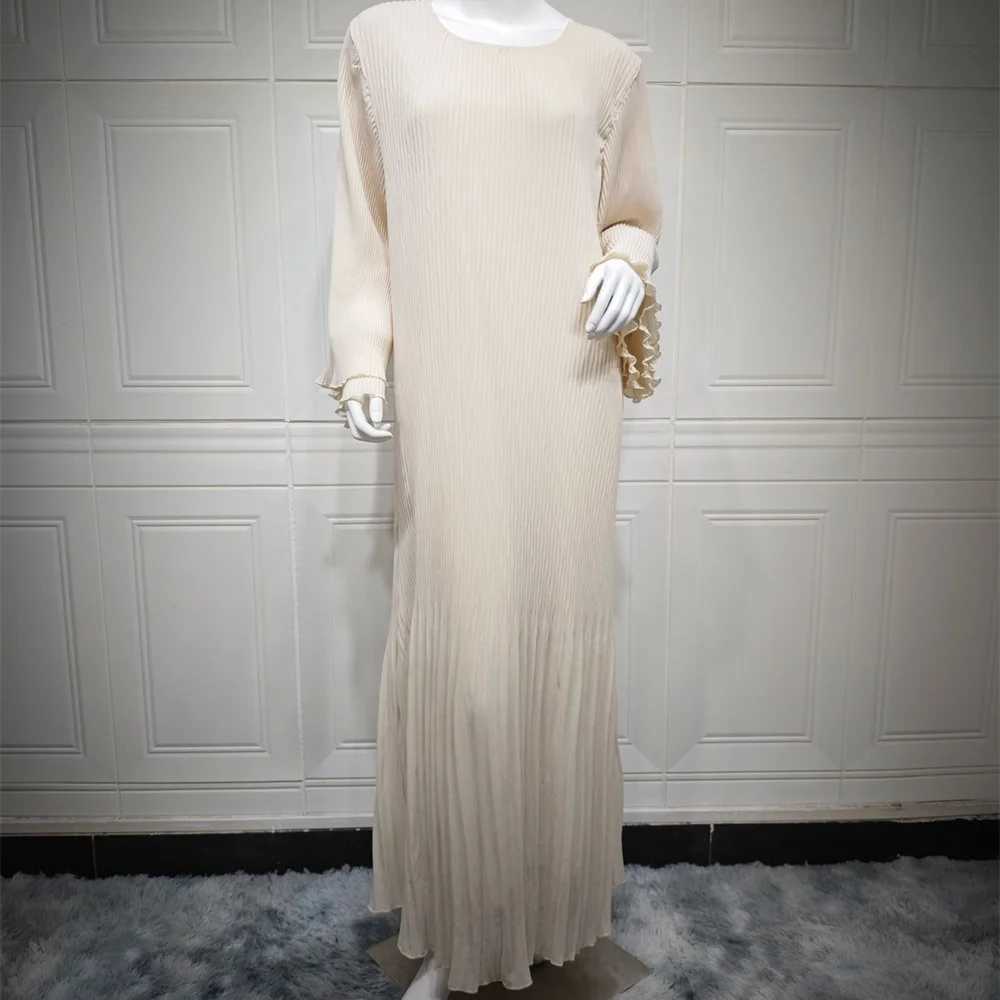 Eid al Fitr womens pleated flame Sve Jalabiya Ktan Islam Vestitos Arab long robe Ramadan Morocco Dubai Abayas 2024 W250310