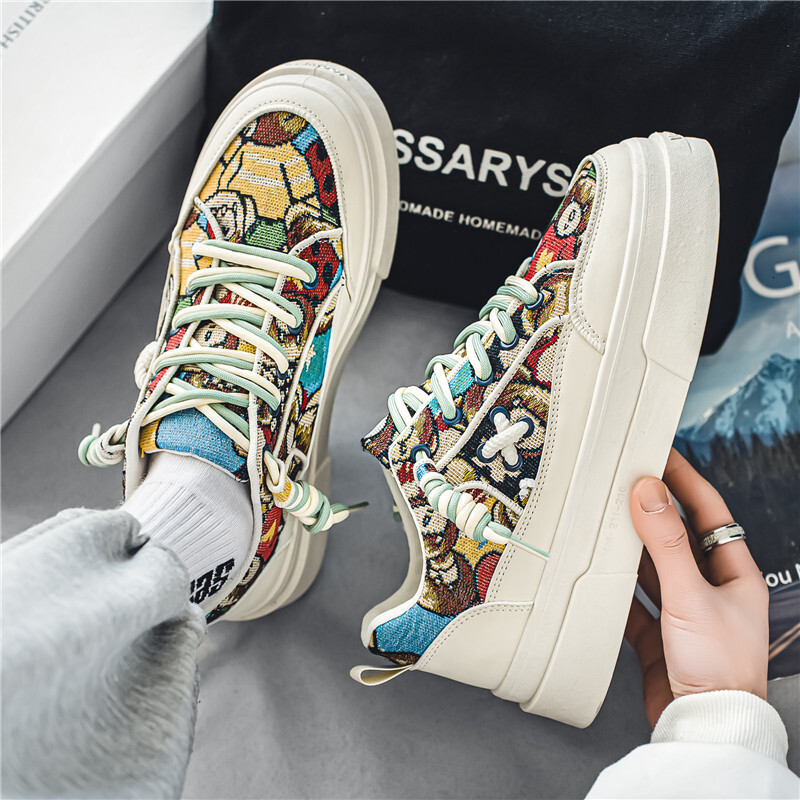 Men s canvas shoes 2025S original designer fashion new style breathable casual board shoes high quality fabric thick sole niche sports shoes outdoor s