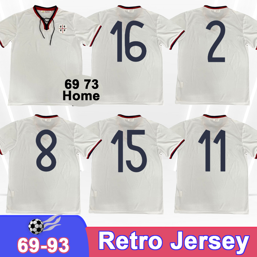 1969 1973 Cagliari Calcio Retro Soccer Jerseys Home White Vintage Football Shirt Short Sleeve Adult Uniforms