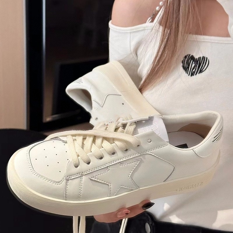 New style Women Star glitter Board Shoes Hot Sale Vintage White Shoes Thick-soled Athleisure Style Shoes Trendy silvery Free shipping size 35-40