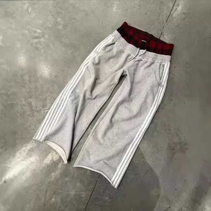 Retro Harajuku style striped mens casual pants high waist straight leg loose fit suitable for hip-hop sports pantsT250319