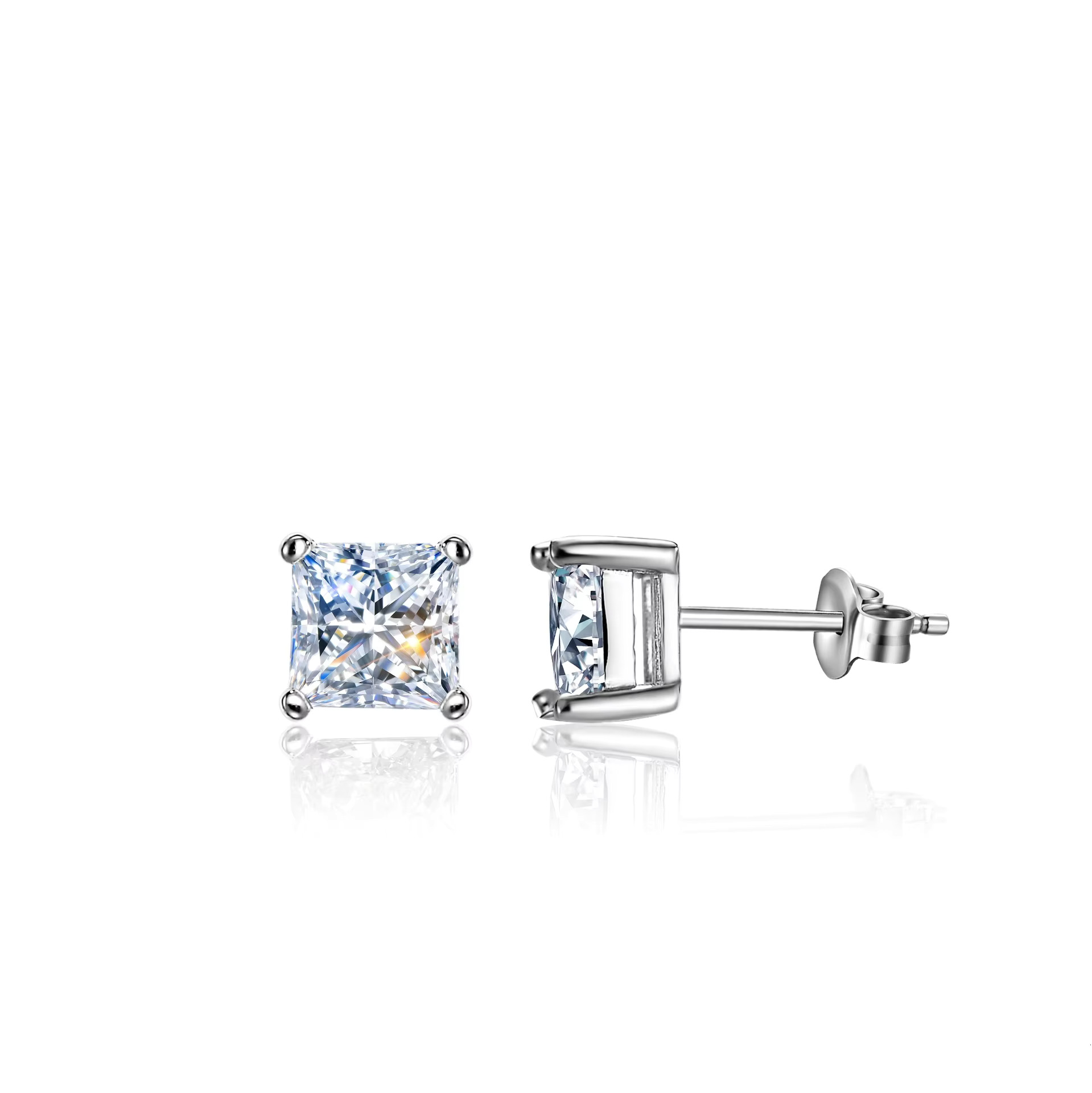Gra Certified 1.2ct Square Princess Cut Moissanite Dia Stud Earring for Women Sterling Sier Quality Hot Jewelry