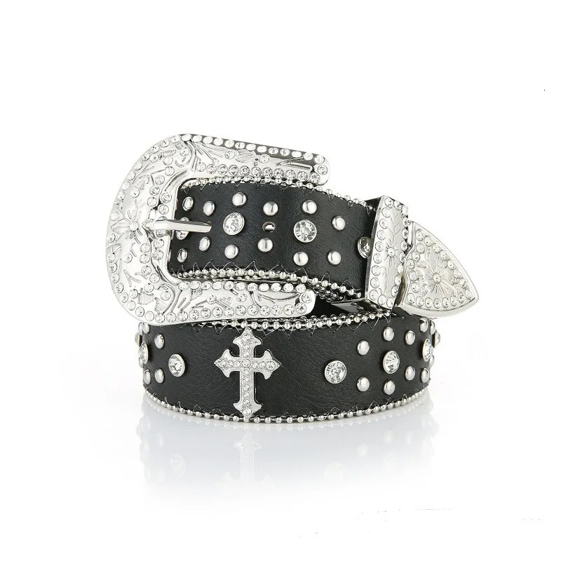Punk Rhinestone White Belt Female Male Fashion Western Jeans Female Jeans Jewelry Fashion Y2K Jeans Belt 250318