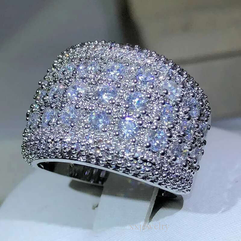 New Round Sterg Sier bg Moissanite dia Engagement Ring For Women Lady Anniversary Gift Jewelry Bulk Sell