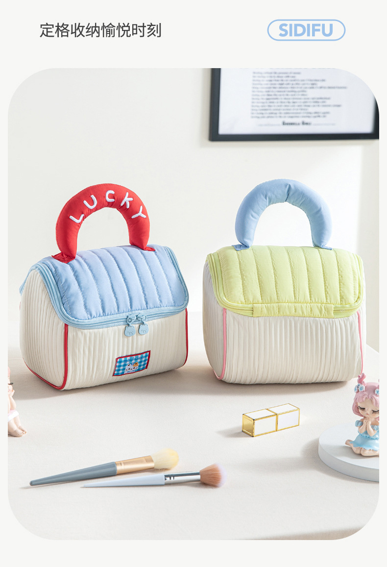 Cute House Makeup Bag NEW Girl Soft Waxy color contrast toiletry Travel portable Tote Large capacity storage bag