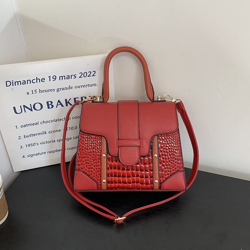 Women's Crocodile Print Color Handbag Fashion Large Capacity Single Shoulder Crossbody Small Square Bag