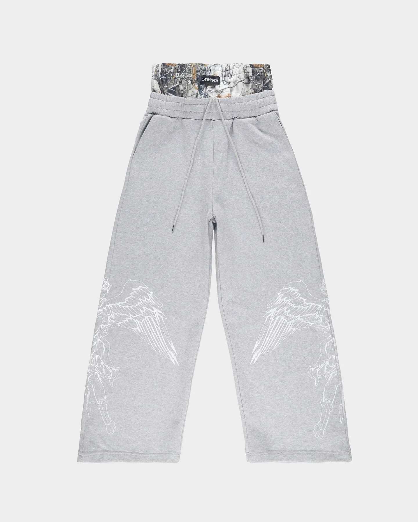 American mens and womens sports pants Y2K Gothic hip-hop retro double camouflage design loose elastic waist jogging casual pantsT250319