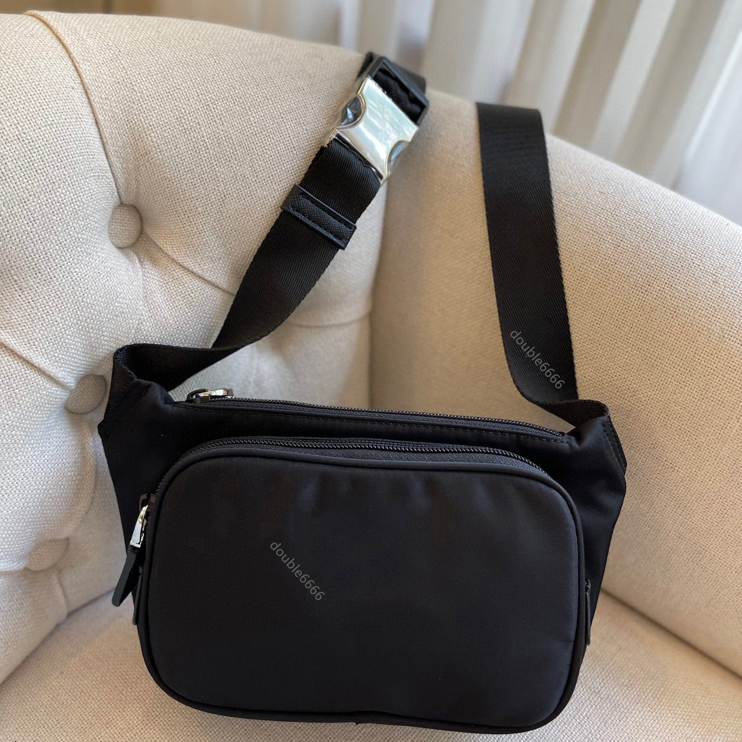 designer Man women waist bag, funny bag cross-body bag, solid black nylon shoulder bag Postman bag messenger bag phone bag work bag traveling bag chest pack purse