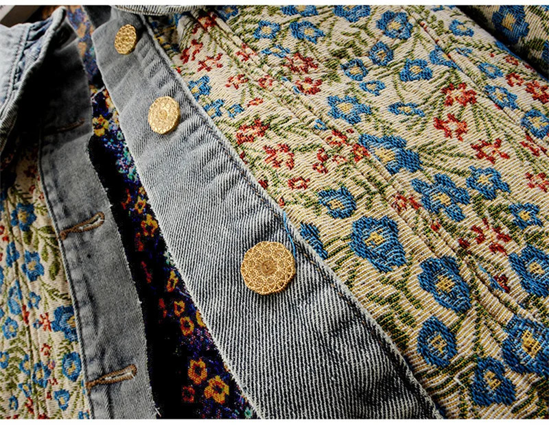 Spring and autumn jacquard embroidered denim jacket for women loose short casual Peter Pan collar 250226