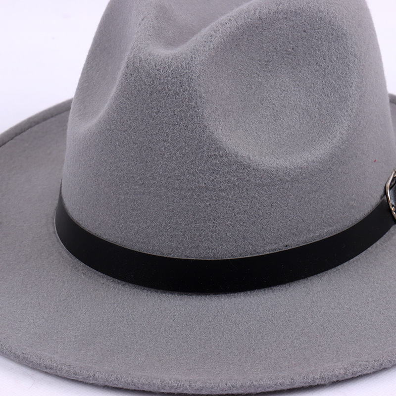 Pure color felt hat British jazz hat mens and womens flat brimmed gentlemans hat flat top hat