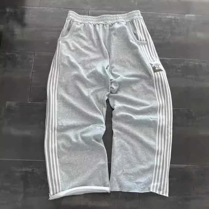 Retro Harajuku style striped mens casual pants high waist straight leg loose fit suitable for hip-hop sports pantsT250319