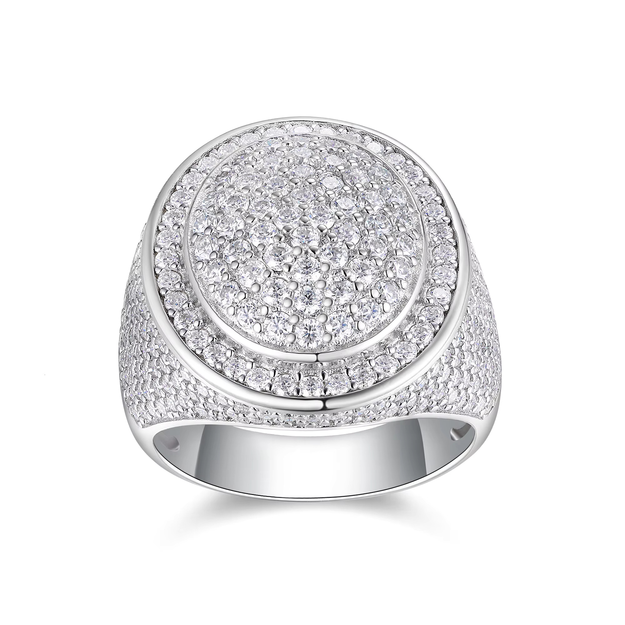 Zanlong 15337 Iced Out Moissanite Ring GRA Certified Lab Diamond 925 Sterling Silver Hip Hop Jewelry for Men Fashion Wholesale