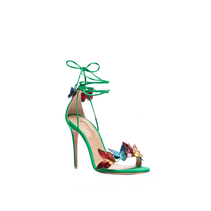 2025 Spring/Summer New Strap Butterfly High Heels Women, Small Yellow Heels, Versatile and Sexy One Belt Sandals for Women ddmykukumalu