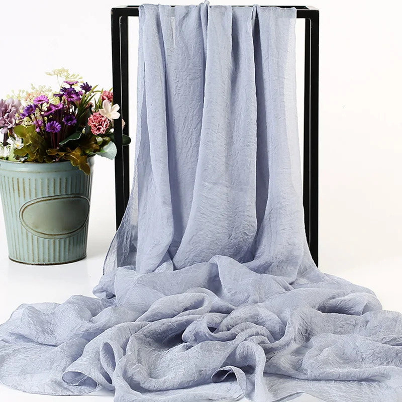 Women Solid Color Scarf Summer Outdoor Beach Draped Gauze Female Long Shawl Wraps Female Hijab Summer Sun Protection Shawl 250305Z