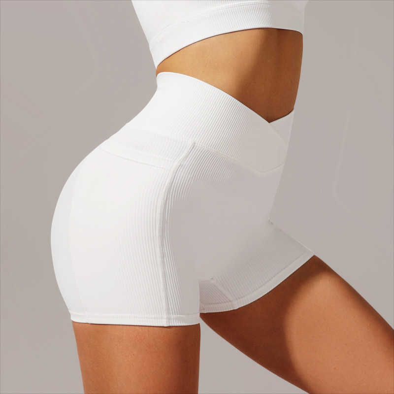 Yoga Outfit New Cross Waist Sports Fitness Cycling Hip Lifting High Pocket Tight Bra Shorts Pants H250307