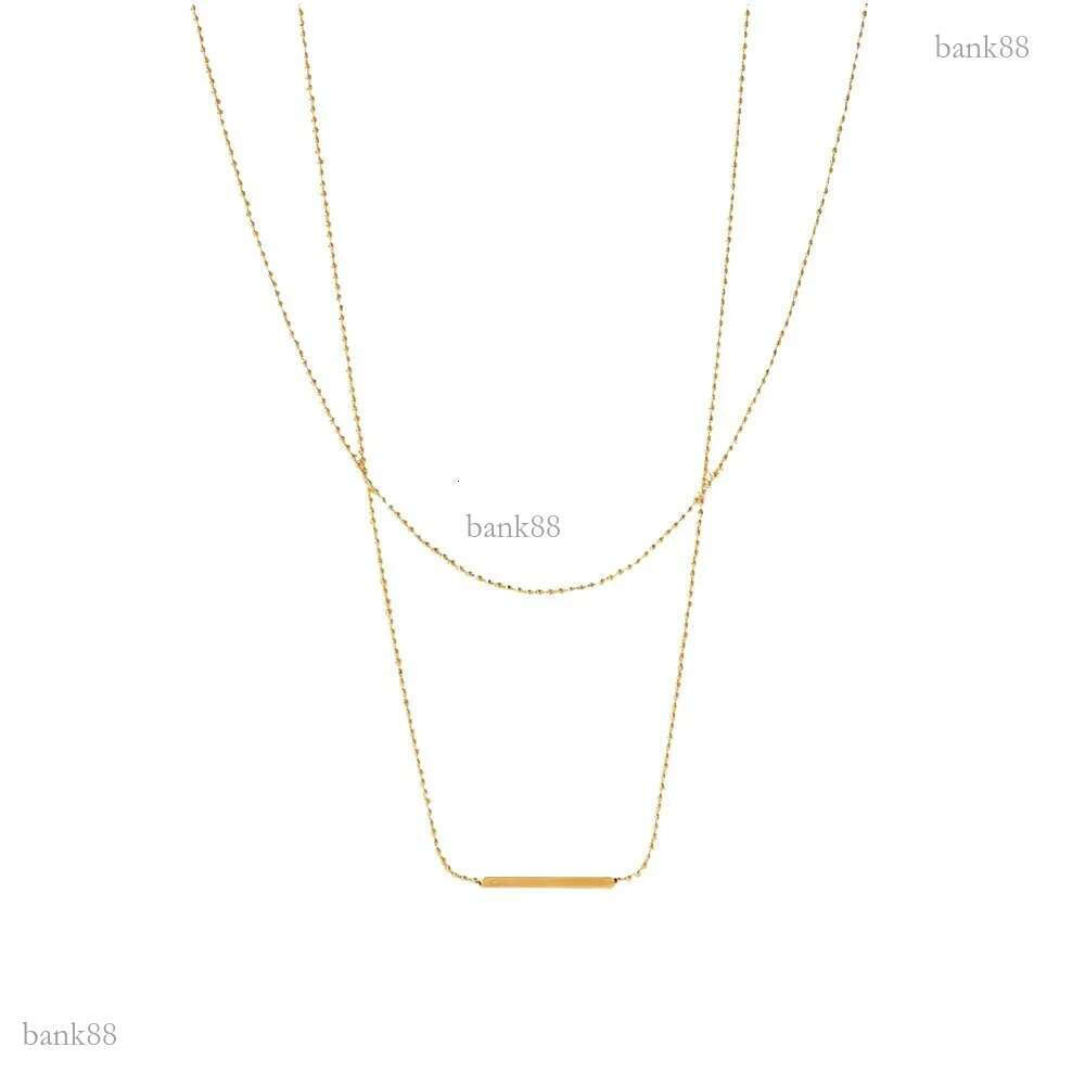 Designer Classic Double Layered Tbar Stick Necklace For Women Stainless Steel 18K Gold Pendant Necklace Non Fading, Non Allergic Party Jewelry Wholesa