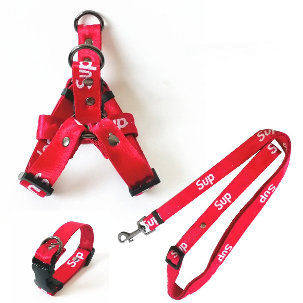 Designer Step in Dog Harness and Leash Set, Noble Letters Adjustable Dog Harnesses, Luxury Nickel Plated D-ring Pet Collar, No Pull Pet Harness for Medium Large Dogs B80