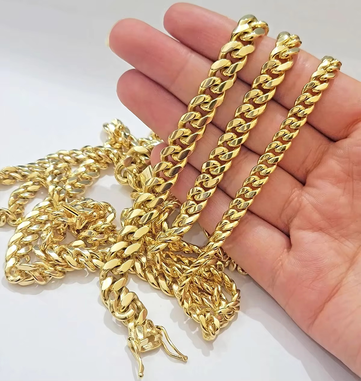 2025 New DE 10K 14K 18K Solid Real Gold 8MM Cuban Link Chain Bracelet Iced Out Hip Hop Moissanite Necklace Fine Jewelry