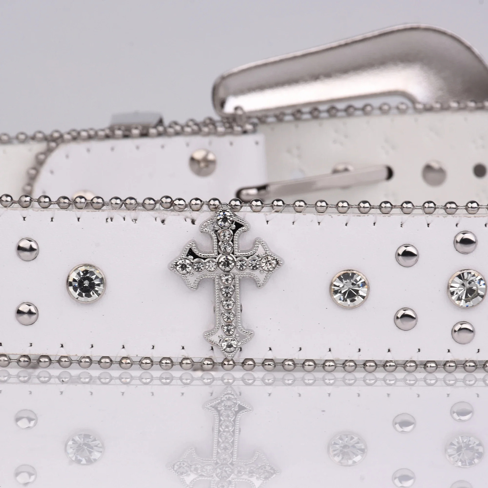 Punk Rhinestone White Belt Female Male Fashion Western Jeans Female Jeans Jewelry Fashion Y2K Jeans Belt 250318