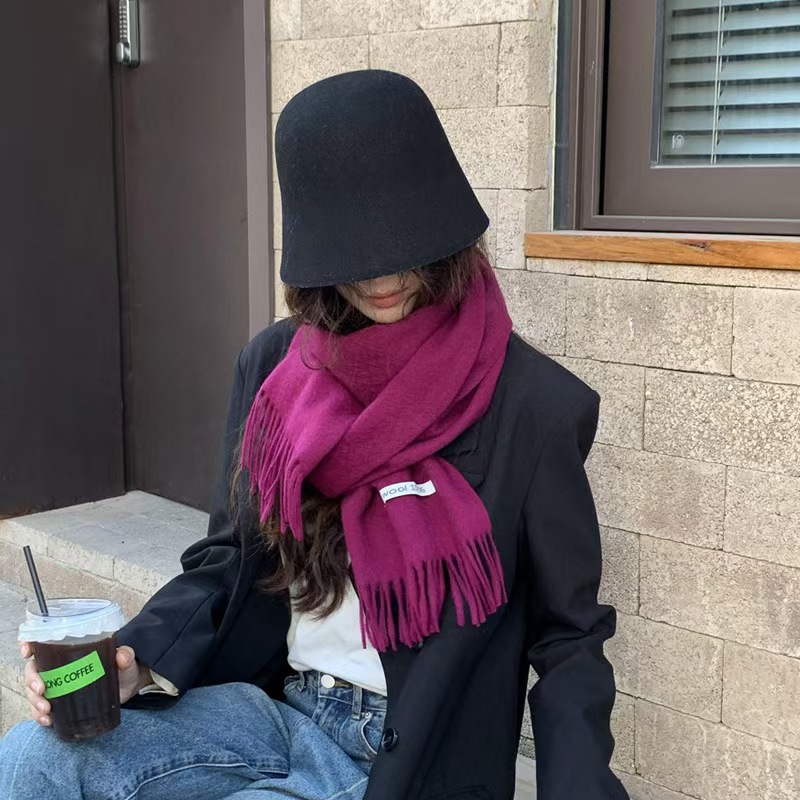 K092 Warm wool ~ candy color solid wool scarf winter ins all-match warm neck shawl Korean style new