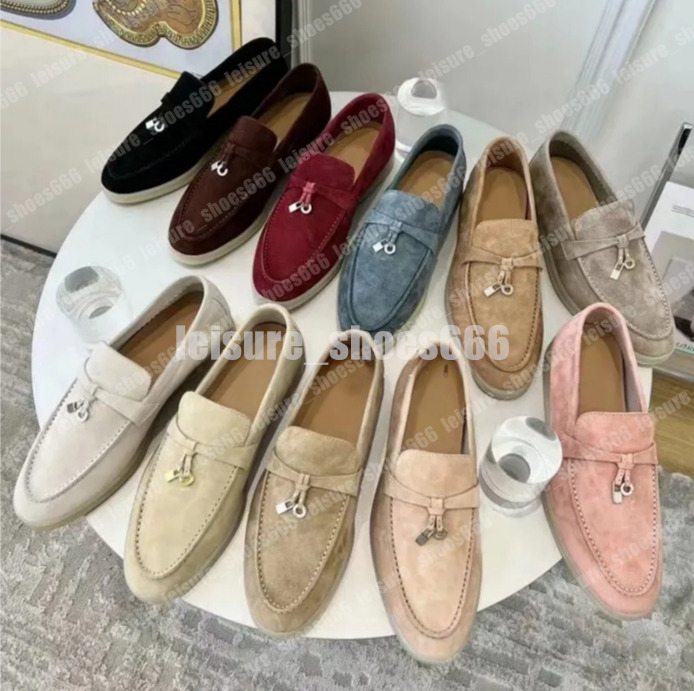 Designer Loafers Dress shoes Walk Charms Embellished Casual Shoes Mens Womens Suede Loafers Couple Shoe Genuine Leather Flat For Men Women Factory direct sales