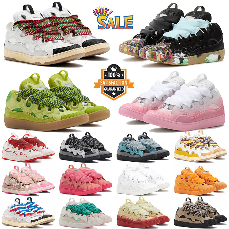 Luxury Designer Mens Womens Casual Shoes Leather Curb Sneakers Denim Blue Pink Nappa Calfskin dhgate Platform Rubber Sole Sports Sneaker Size 36-