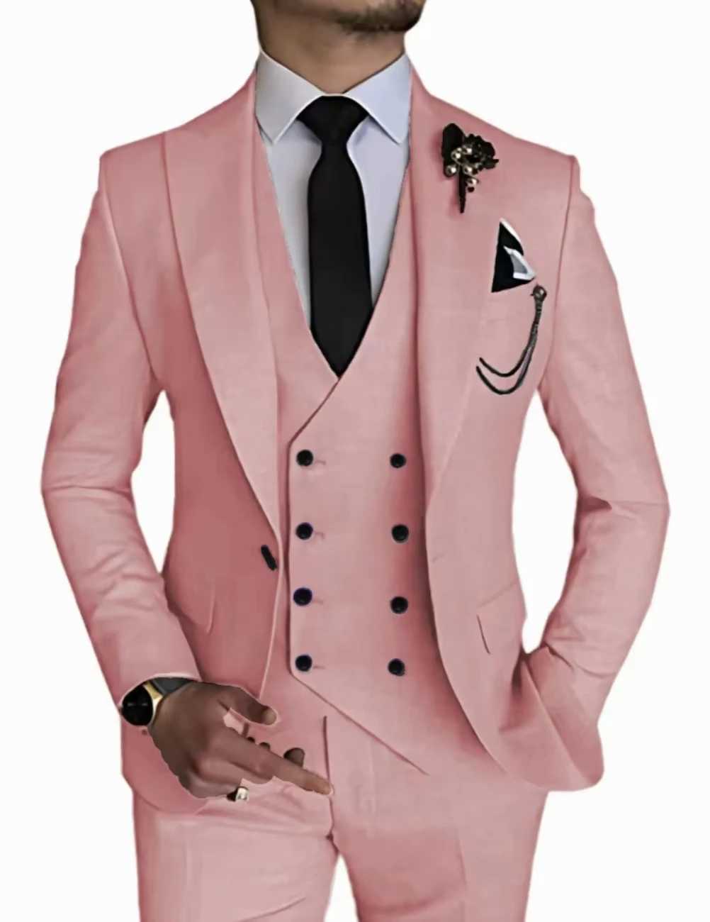 Luxury Mens Single Button Business Set 3-Piece Wedding Groom Evening Dress (Jacket+Vest+Pants) Elegant High Quality 2024 W250310