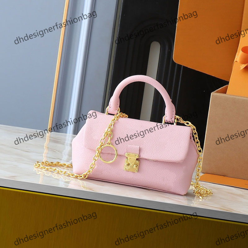 Womens Chain Crossbody Bag Designer Totes Bag Embossed Leather Handbag Chain Belt Wallet Alphabet Flower Handbag Flower Mini Pink Chain Bag