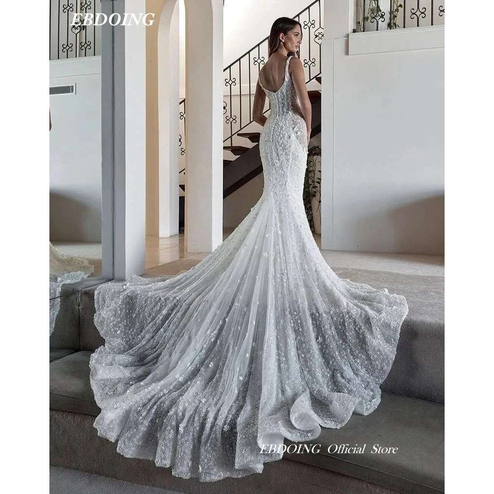 Rent Mermaid Spaghetti Straps, Bridal Dresses, R 3D, Sleeveless, Sweep Train