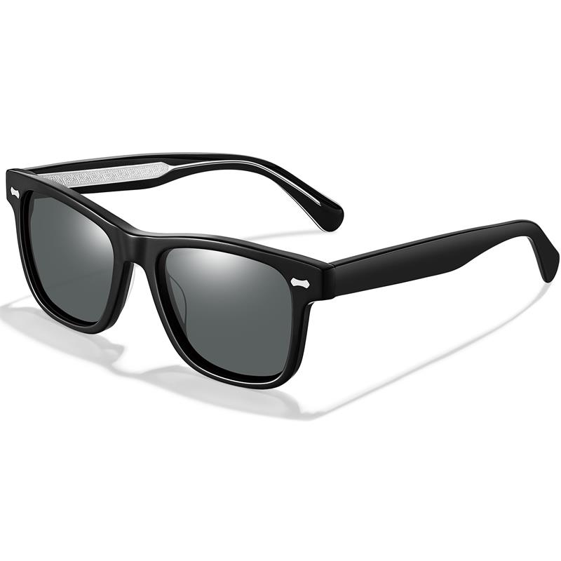 CARFIA Retro Acetate Polarized Sunglasses for Men UV Protection with Embossed Pattern Wire Core