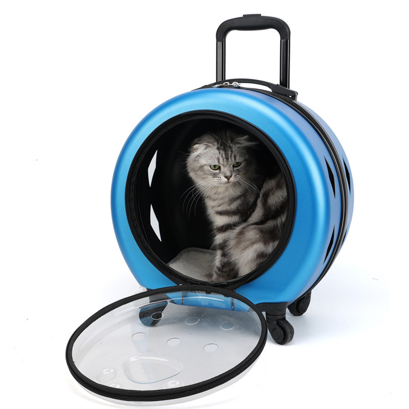 Pet suitcase, transparent bag, portable outdoor box, cat and dog bag cart, small pet suitcase Free shipping