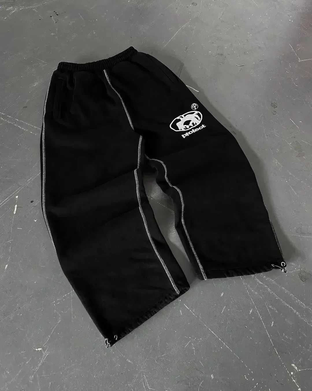 Korean retro striped pants casual Y2K style pants straight pants oversized simple loose casual pantsT250319