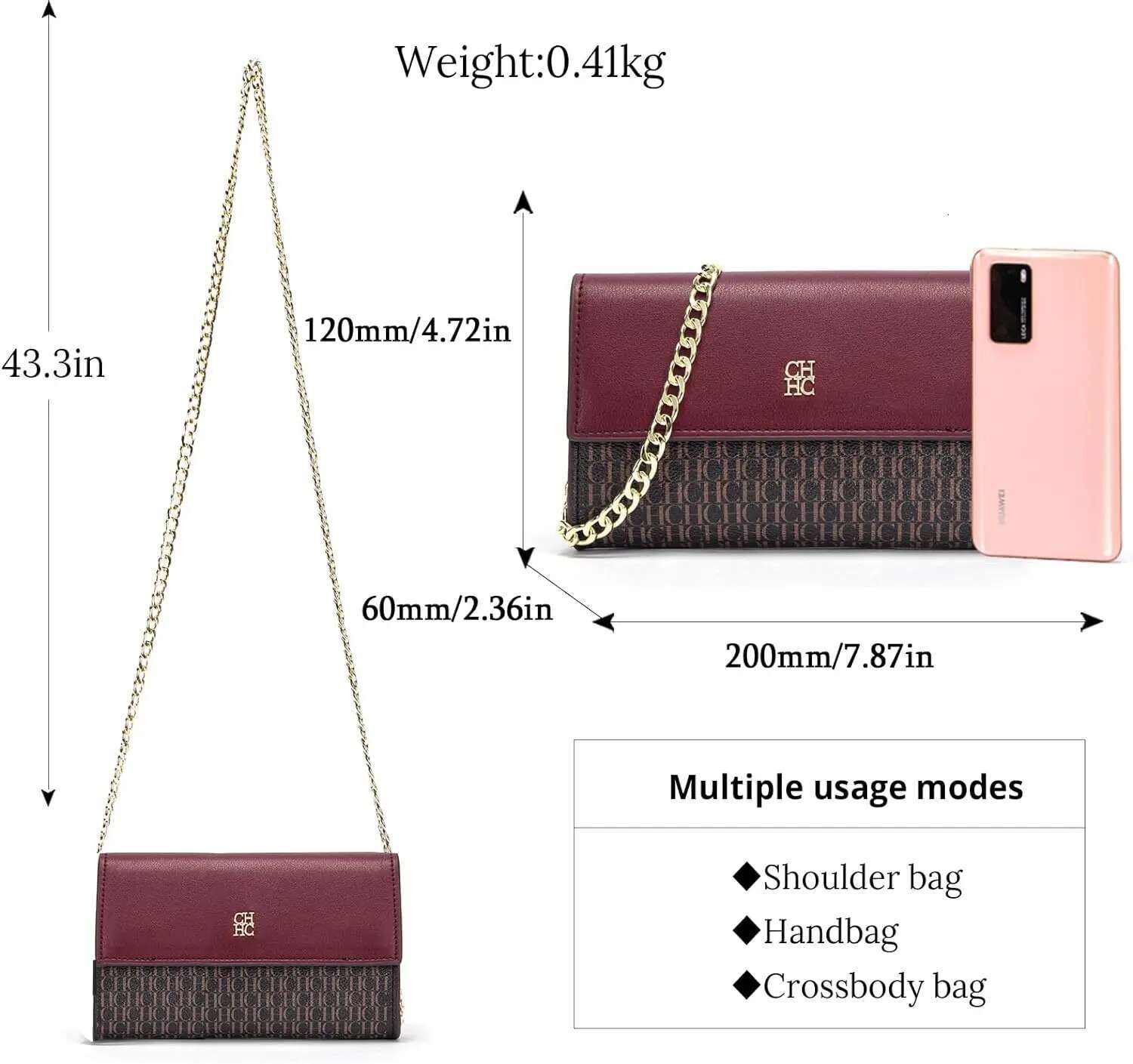 CHCH Crossbody Small Leather Handbag Women, Shoulder Dinner, Clutch Bag For Women
