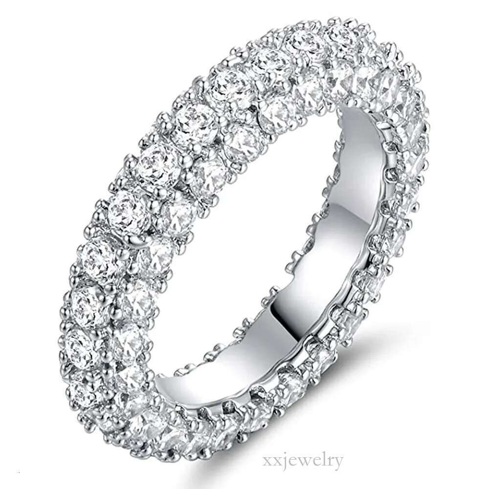 Eternity Micro Pave Moissanite Dia Sterg Sier Wedding Band Ring for Women Men Promise Jewelry engagement rings